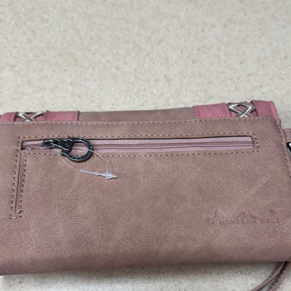 Montana West Pink and Brown Women's wristlet wallet RFID protected - Picture 4 of 16